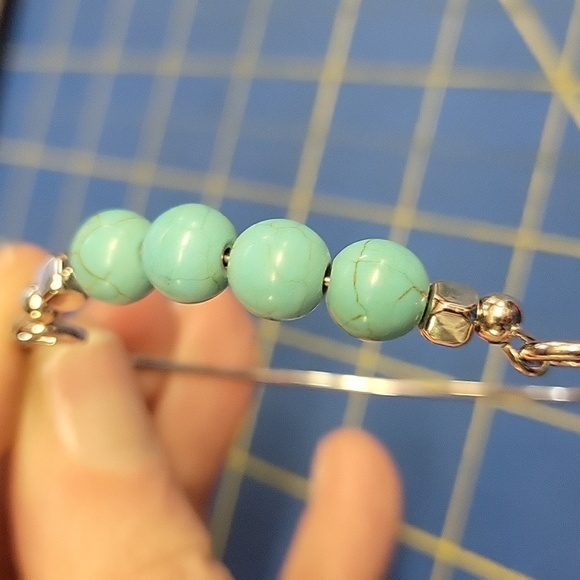 Western Silver Tone Bracelet with Turquoise Beads - Picture 3 of 4